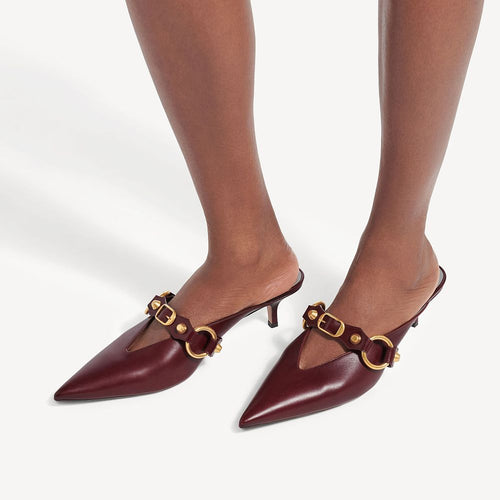 BALENCIAGA Monaco Buckle Leather Mules