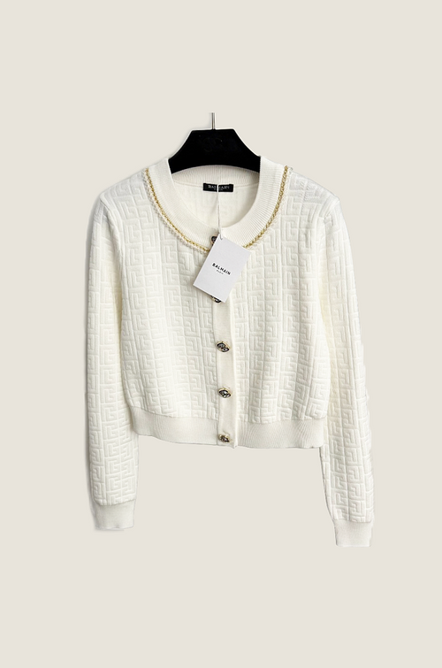 Balmain Paris Éclat Textured Knit Cardigan