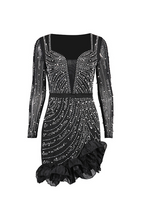 Étoile Nocturne Crystal Ruffle Mini Dress