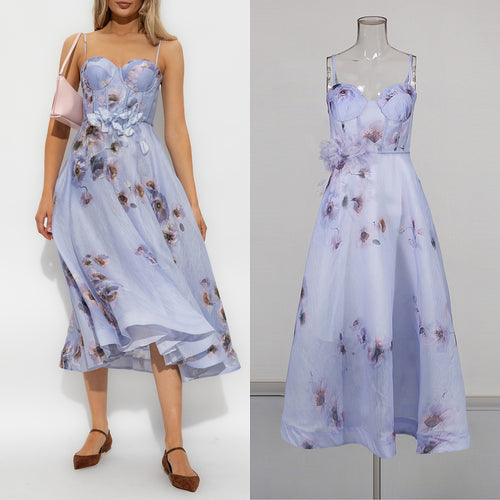 Fior di Lilla Bustier Midi Dress