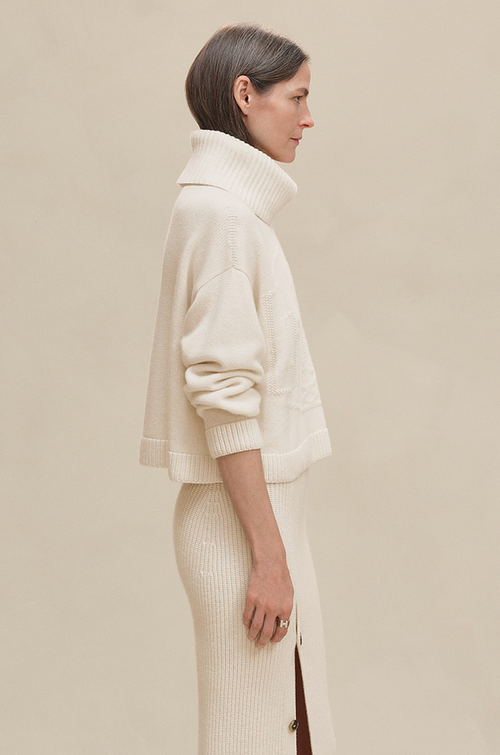 Hermès “Lys de Neige” Wool-Cashmere Turtleneck Set