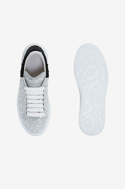Alexander McQueen Oversized Sneaker – Crystal-Embellished with Black Heel Tab