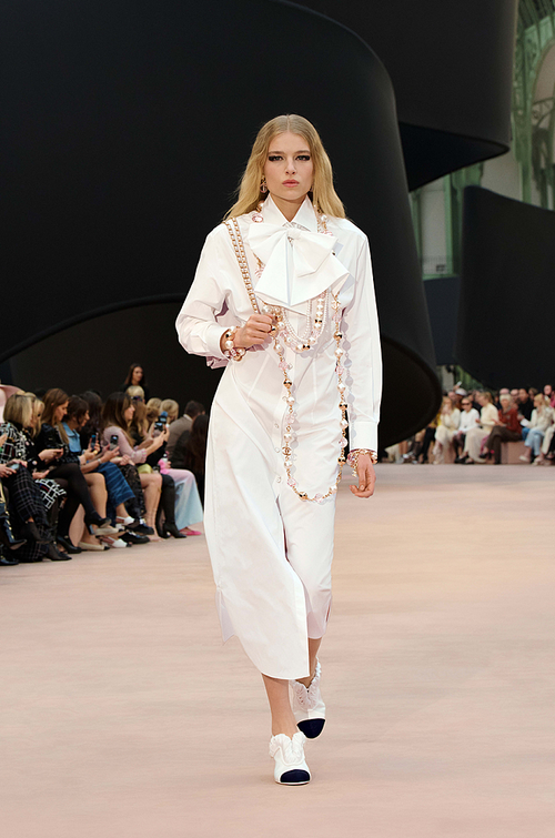 Chanel “La Grande Arche” Silk-Cotton Bow Dress