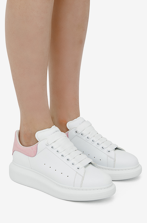 Alexander McQueen Oversized Sneaker – White with Soft Pink Embossed Heel