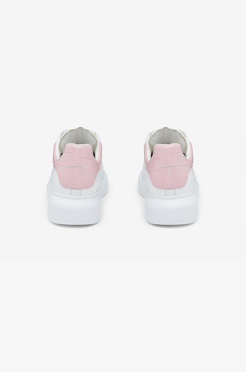 Alexander McQueen Oversized Sneaker – White with Soft Pink Embossed Heel