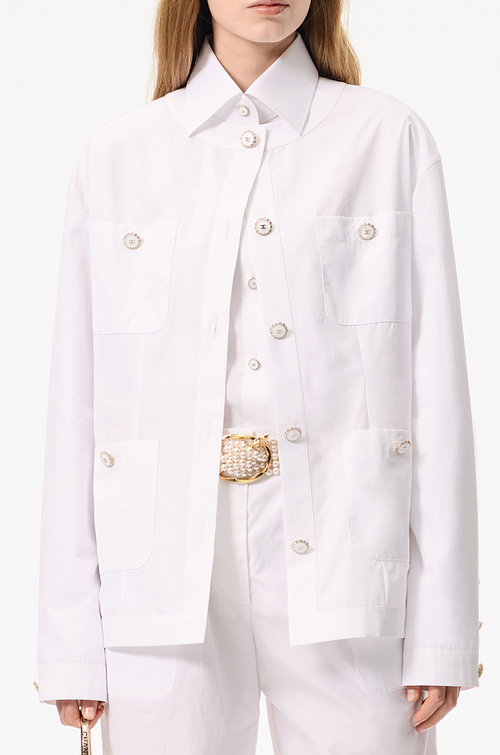 Chanel “Ligne Élégance” Signature Pearl Button Shirt Jacket