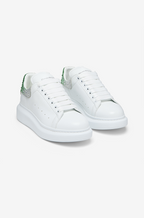 Alexander McQueen Oversized Sneaker – White with Green & Silver Crystal Heel
