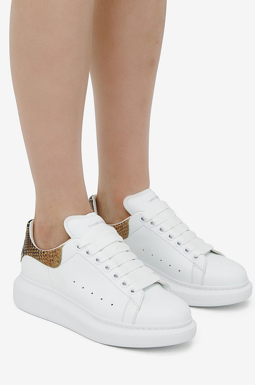 Alexander McQueen Oversized Sneaker – White with Yellow Python-Effect Heel