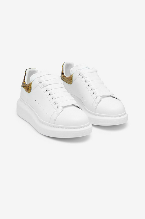 Alexander McQueen Oversized Sneaker – White with Yellow Python-Effect Heel