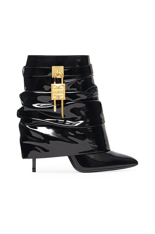 Givenchy Lock Ankle Boot in Patent Leather – Black with Gold Hardware