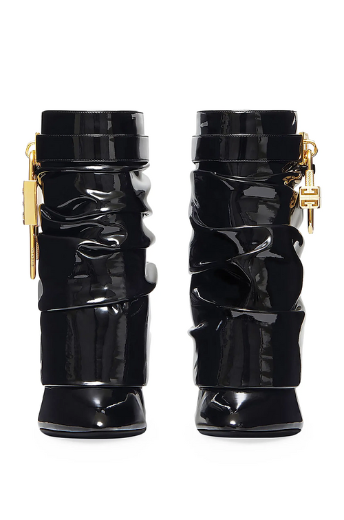 Givenchy Lock Ankle Boot in Patent Leather – Black with Gold Hardware