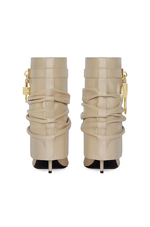 Givenchy Shark Lock Stiletto Ankle Boots in Beige Leather
