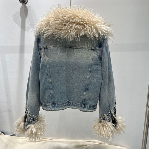 Montana d’Or – Embroidered Denim & Shearling Statement Jacket