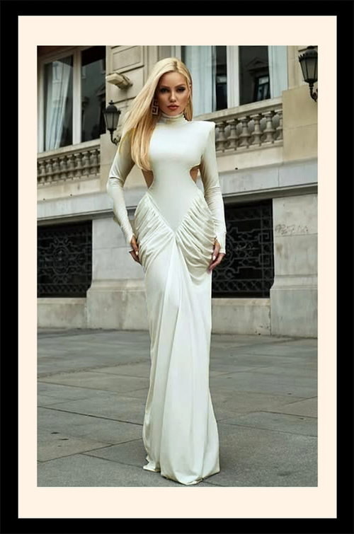 Reine Blanche – Sculpted Cut-Out Evening Gown