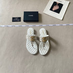 CHANEL Quilted Leather CC Thong Sandal