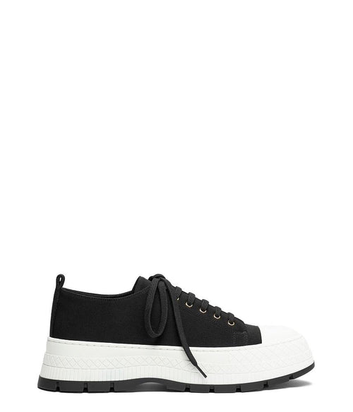 CHANEL Platform Canvas Sneaker — Black & White