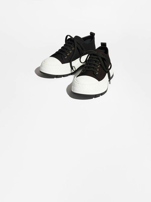 CHANEL Platform Canvas Sneaker — Black & White