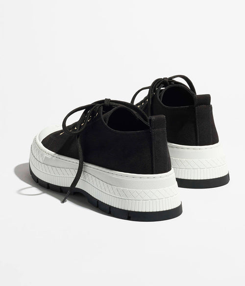 CHANEL Platform Canvas Sneaker — Black & White