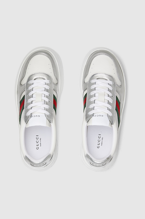 Gucci Ace Platform Sneaker – Silver Metallic Trim