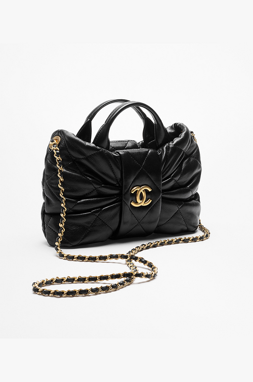 Chanel Bow Quilted Flap Bag – Black Lambskin with Gold Hardware