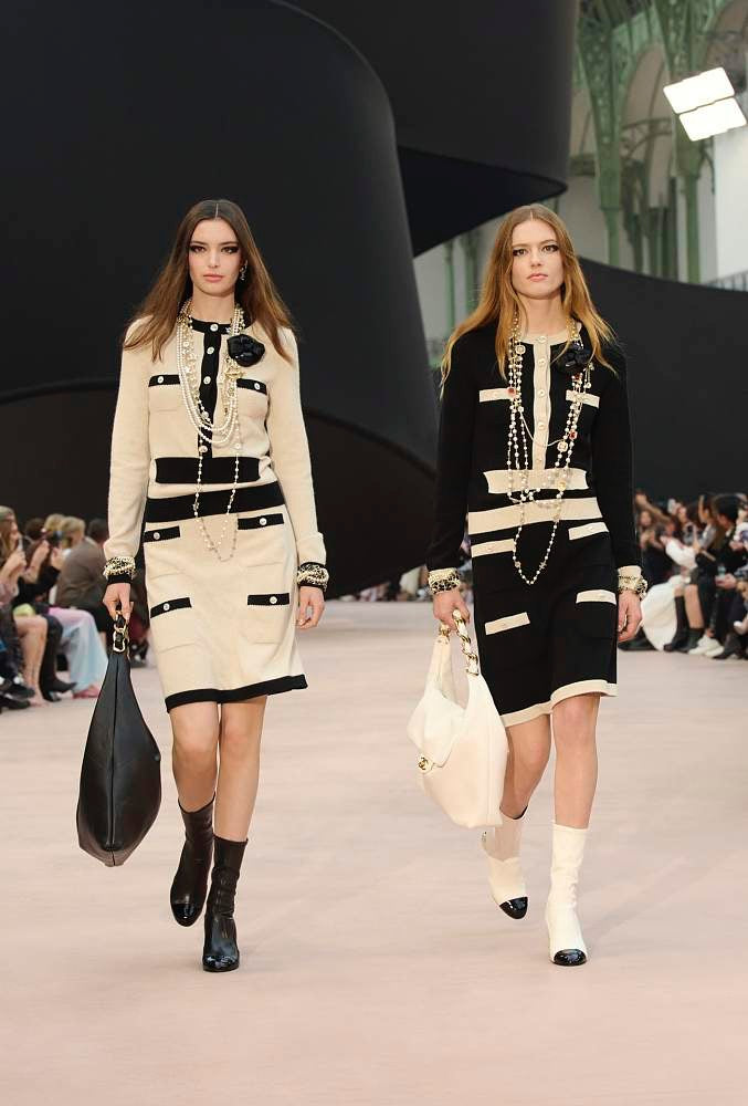Chanel Stretch Lambskin & Patent Calfskin High Boots with Pearled