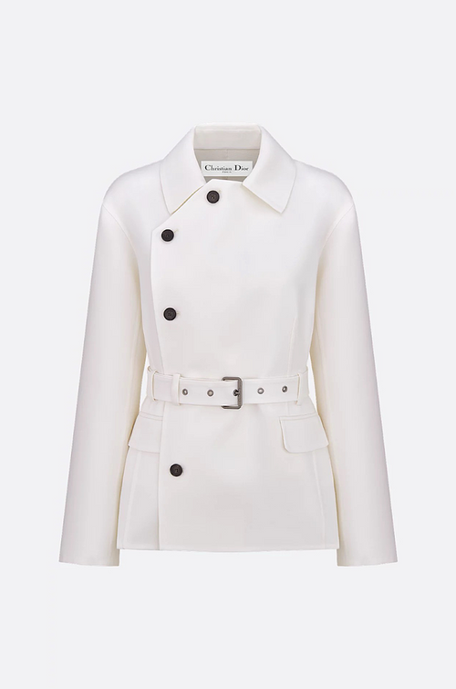 Dior Ivory Belted Mini Trench Jacket