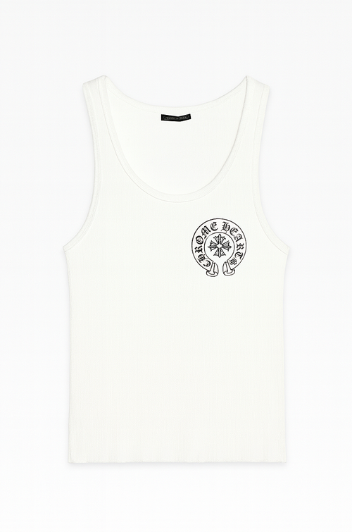 Chrome Hearts White Jersey Cotton Tank with Logo Detailing
