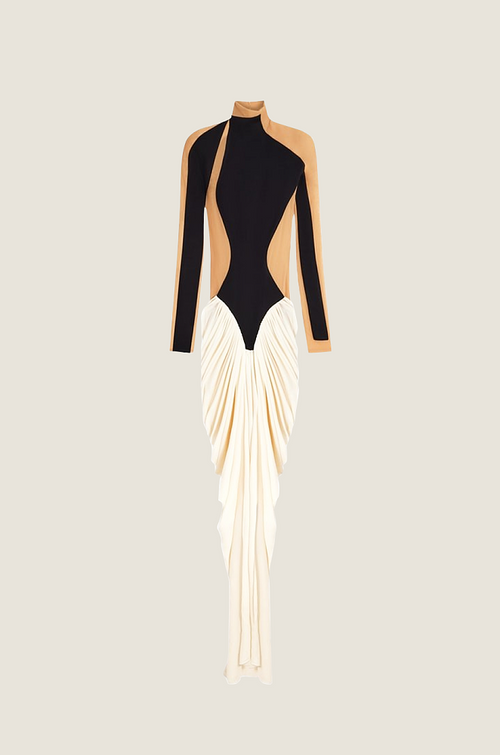 “Noir Illusia” Luxe Edition Contour Panel Evening Gown – Velour de Luxe Collection