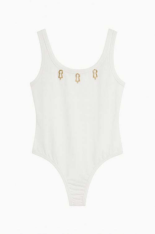 Schiaparelli Keyhole Charm Bodysuit – White