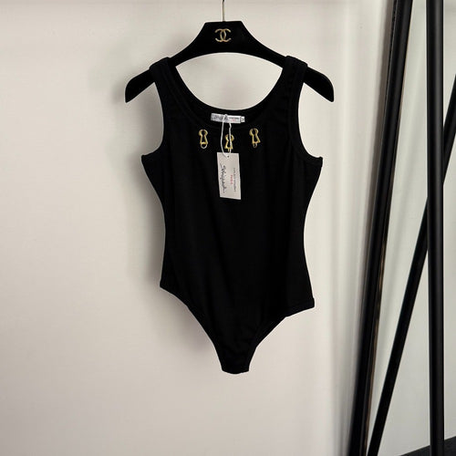 Schiaparelli Keyhole Charm Bodysuit – Black