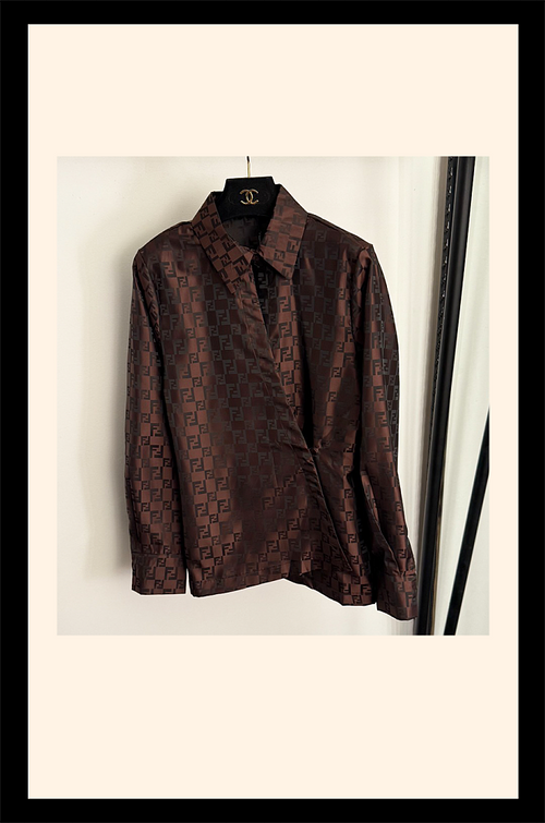Fendi Chocolate Monogram Satin Shirt