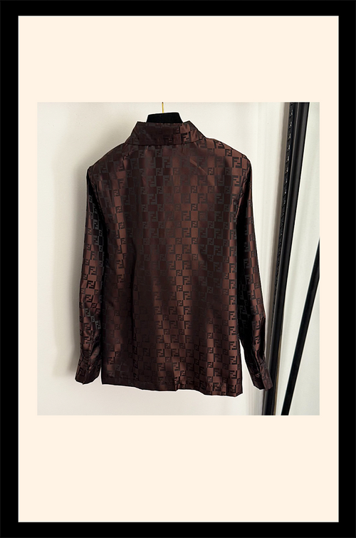 Fendi Chocolate Monogram Satin Shirt