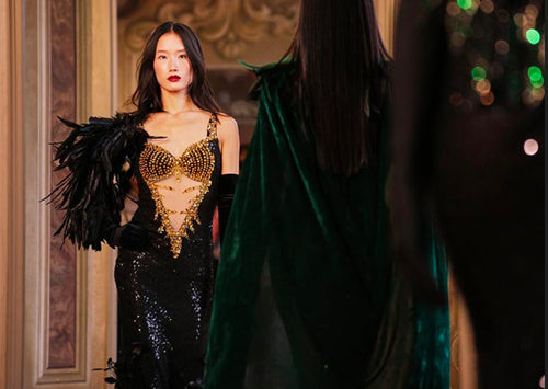 'Marie Curie' Luxury Couture Feathered Gown