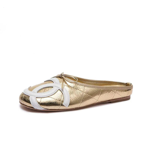 CHANEL Quilted CC Ballet Mules