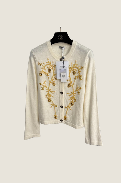 Chanel Éclat d’Or Embroidered Wool Cardigan – Ivory Luxe Edition