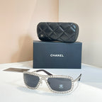 Chanel Oversized Pearl-Embellished Shield Sunglasses – Haute Lumière Edition