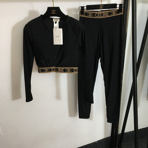 Celine Noir Logo Band Contour Set – Triomphe Edition