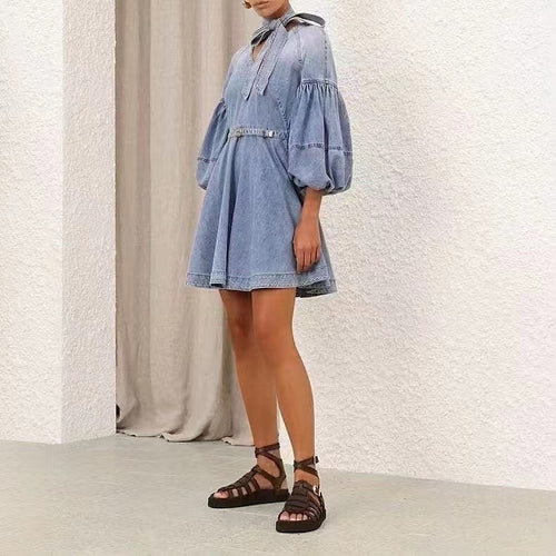 'Seraphine Silhouette' Denim Dress