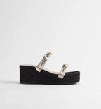 CHRISTIAN DIOR Dway Bow Espadrille Wedge Sandals – Noir