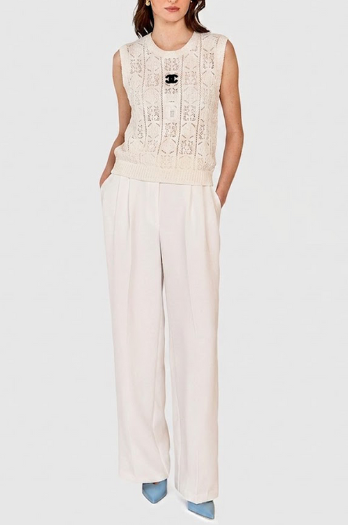 CHANEL Openwork Knit Sleeveless Vest