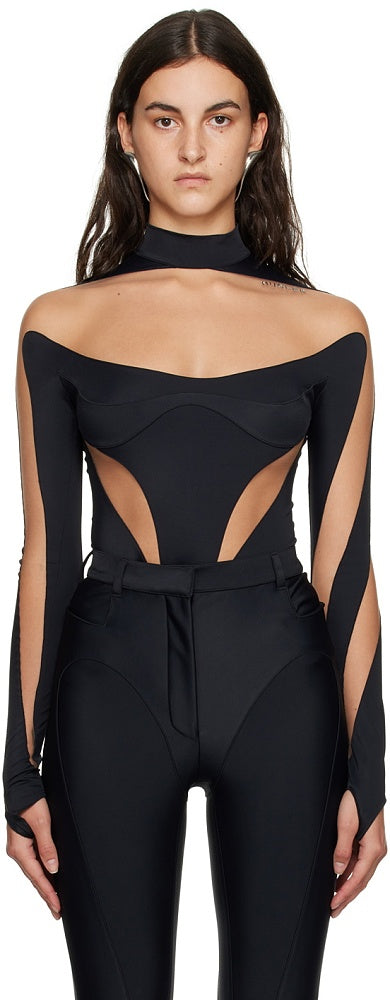 MUGLER Black Illusion Bodysuit
