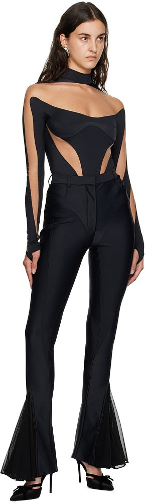 MUGLER Black Illusion Bodysuit