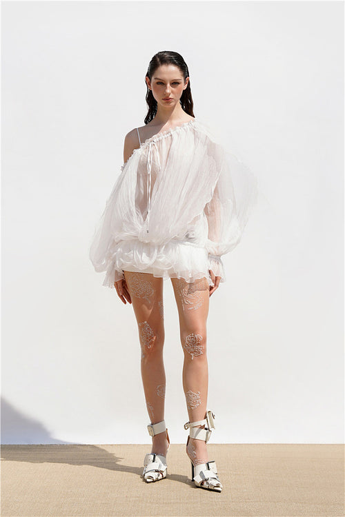 ÉTHÉRÉE BLANC™ One-Shoulder Organza Mini Dress