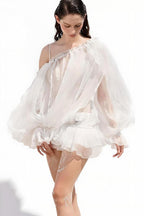 ÉTHÉRÉE BLANC™ One-Shoulder Organza Mini Dress