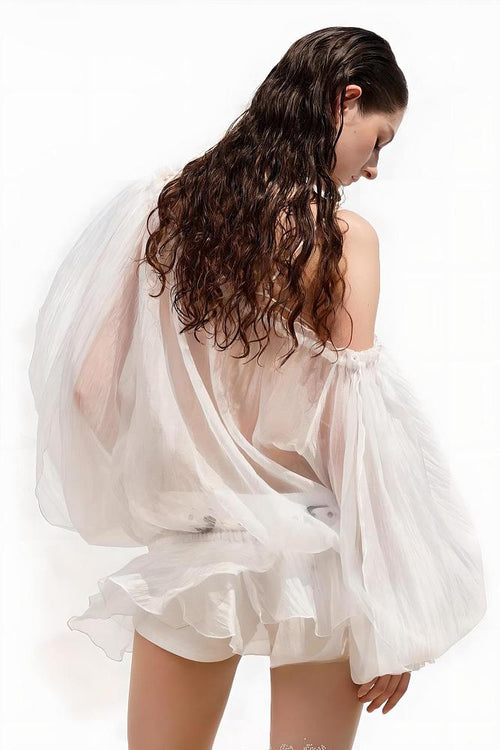 ÉTHÉRÉE BLANC™ One-Shoulder Organza Mini Dress
