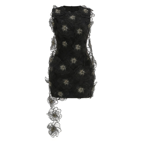 JARDIN IMPÉRIAL™ Couture Floral Appliqué Mini Dress