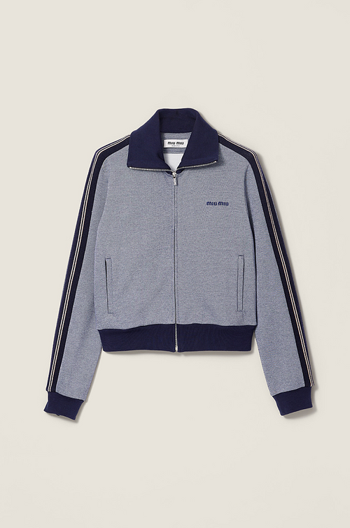 Miu Miu Deux-Tonal Knit Track Jacket
