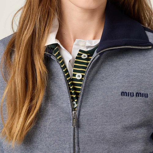 Miu Miu Deux-Tonal Knit Track Jacket