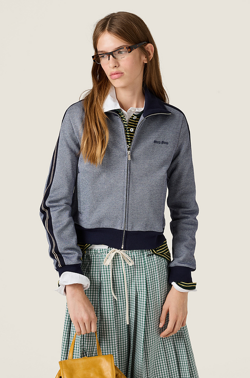 Miu Miu Deux-Tonal Knit Track Jacket