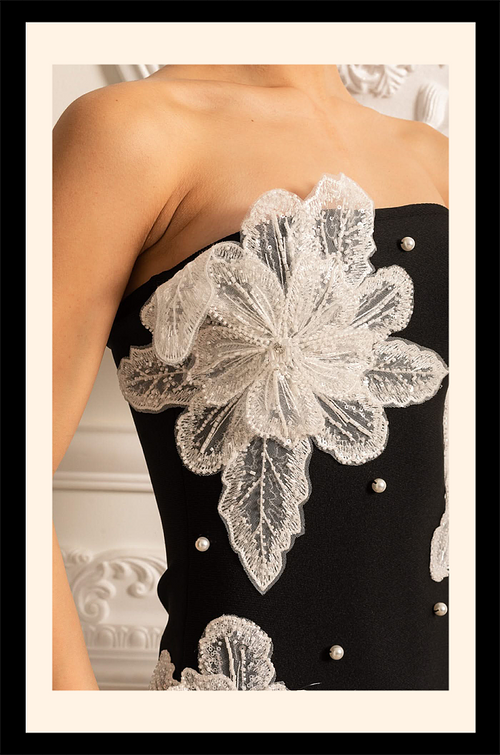 “Lys de Nuit” Embellished Strapless Mini Dress